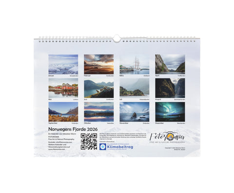 DIN A3 Kalender Norwegens Fjorde 2026 von Sebastian Worm Indexseite