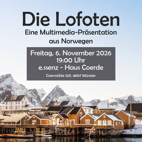 Ticket | Die Lofoten – Multimedia-Präsentation mit 3-Gänge-Menü | 6.11.26 | Münster